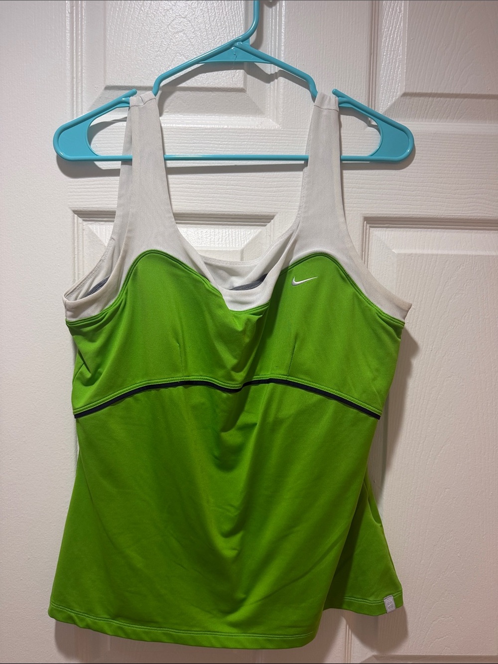 Nike Lime Green and White Athletic Tank with Contrast Trim XL